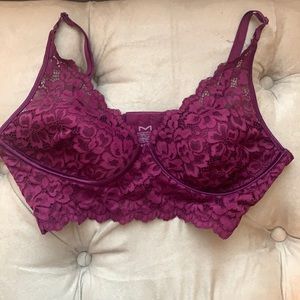 purple bra, underwire, never worn, size=36B